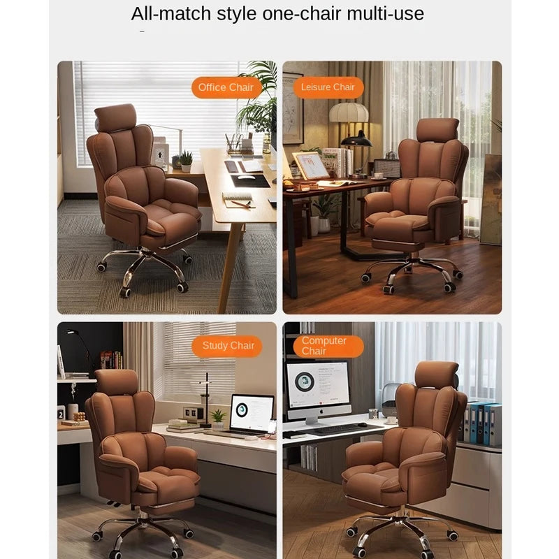 Boss Chair Office Rest Adjustable Recliner Office Chair Comfortable Sedentary Ergonomic Chair Latex Pads Steel Feet PU Leather