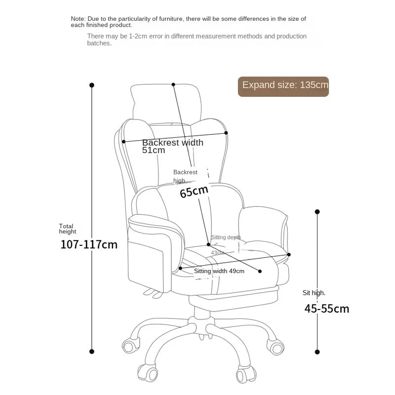 Boss Chair Office Rest Adjustable Recliner Office Chair Comfortable Sedentary Ergonomic Chair Latex Pads Steel Feet PU Leather