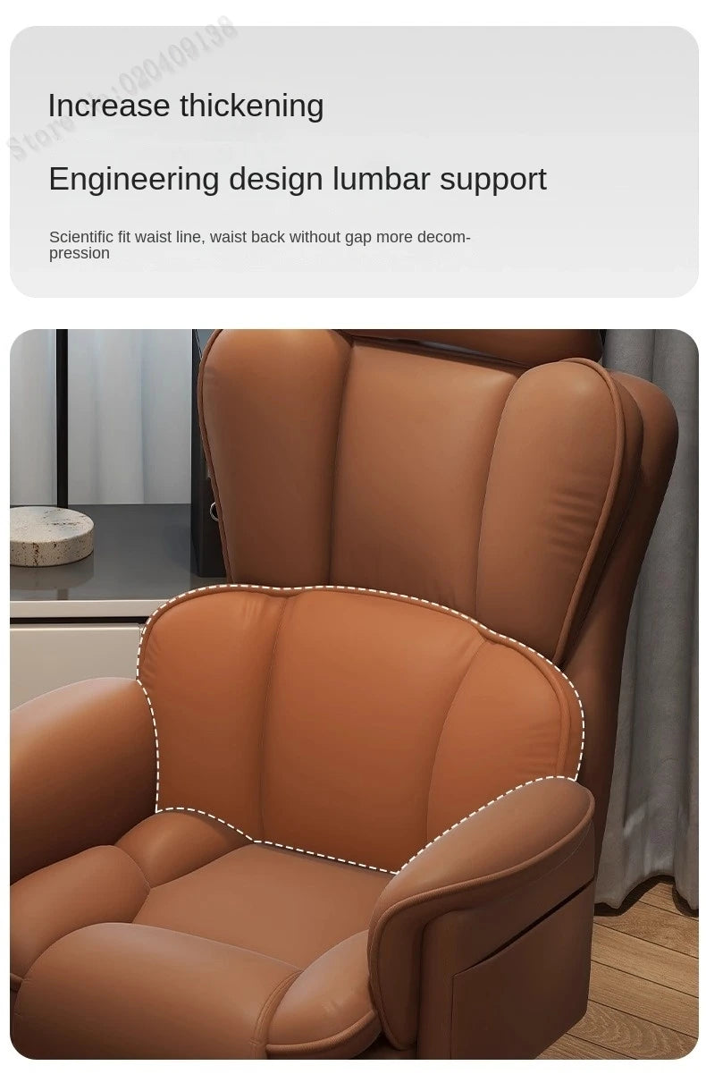 Boss Chair Office Rest Adjustable Recliner Office Chair Comfortable Sedentary Ergonomic Chair Latex Pads Steel Feet PU Leather