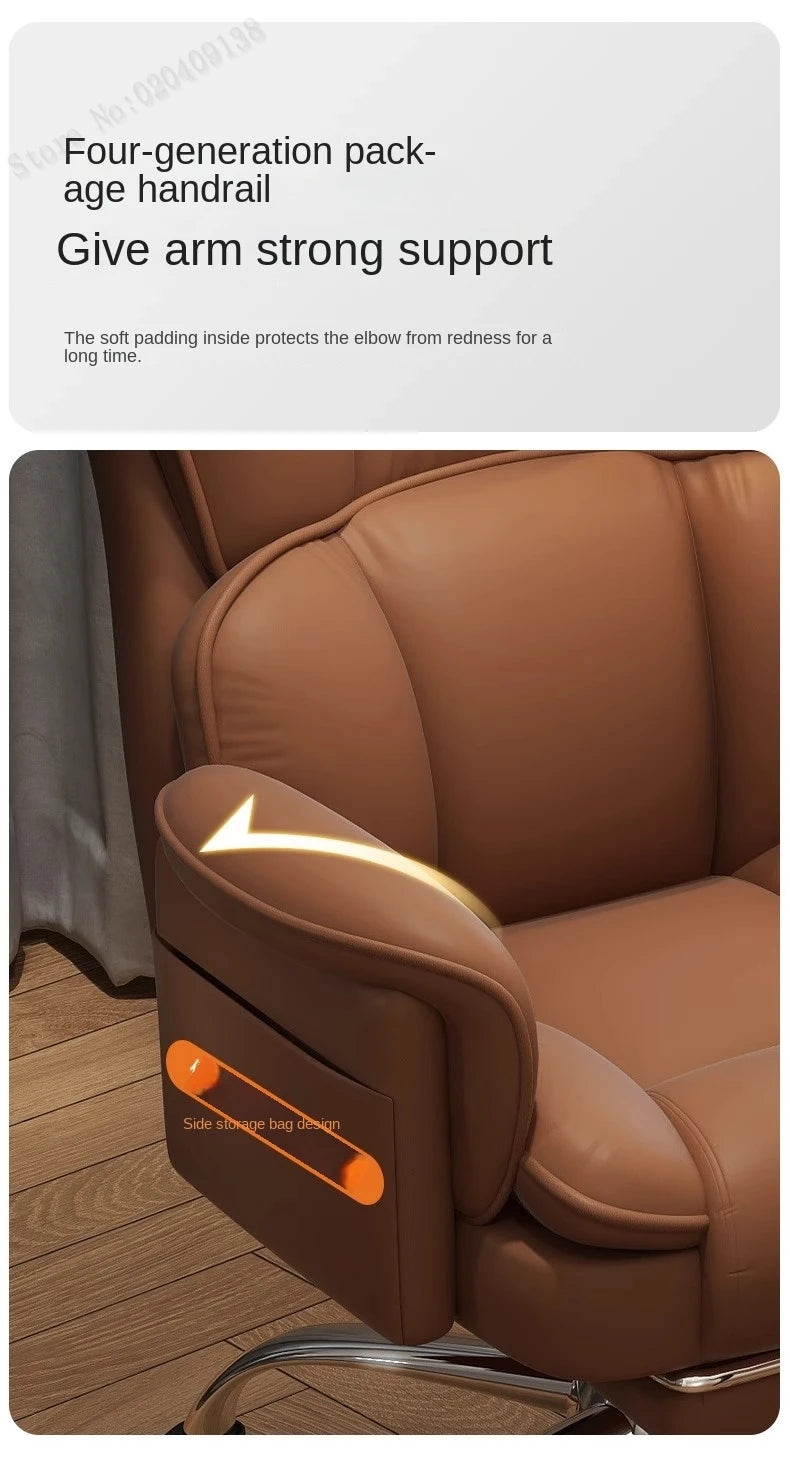 Boss Chair Office Rest Adjustable Recliner Office Chair Comfortable Sedentary Ergonomic Chair Latex Pads Steel Feet PU Leather