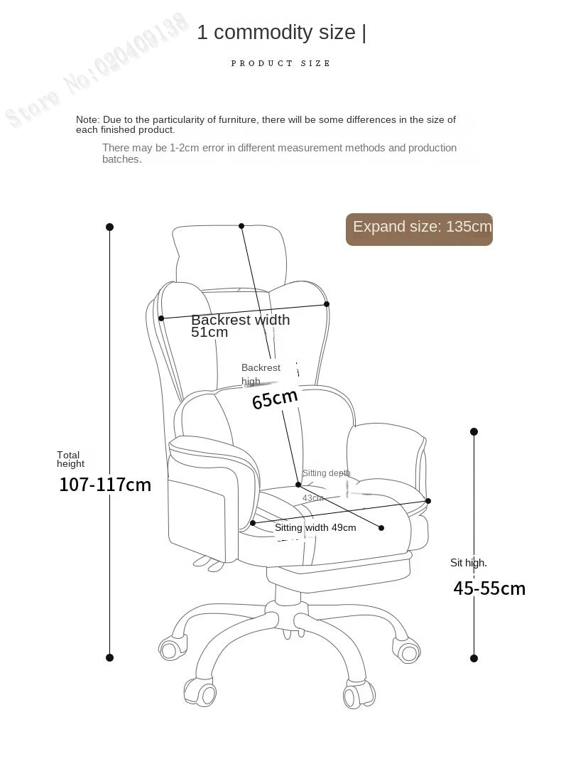 Boss Chair Office Rest Adjustable Recliner Office Chair Comfortable Sedentary Ergonomic Chair Latex Pads Steel Feet PU Leather