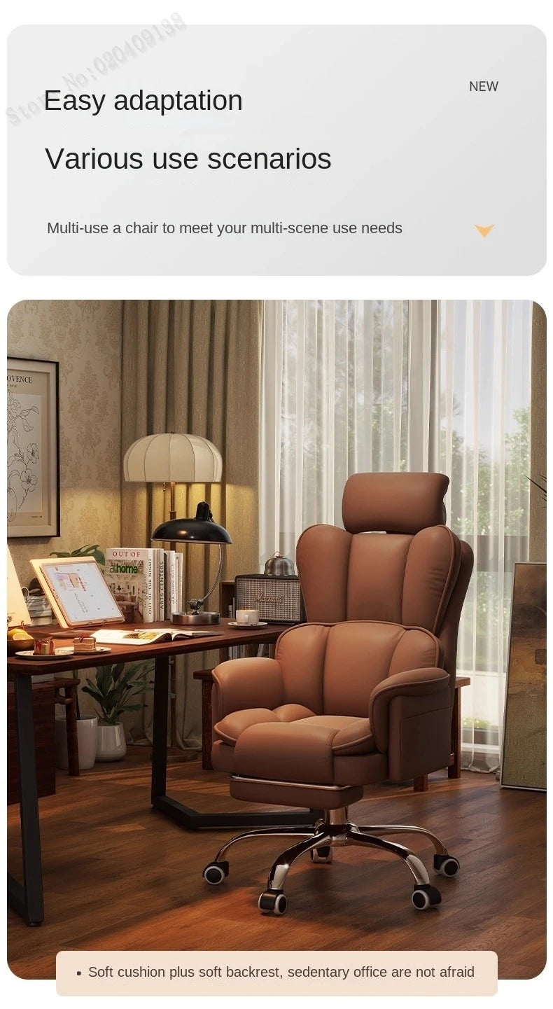 Boss Chair Office Rest Adjustable Recliner Office Chair Comfortable Sedentary Ergonomic Chair Latex Pads Steel Feet PU Leather