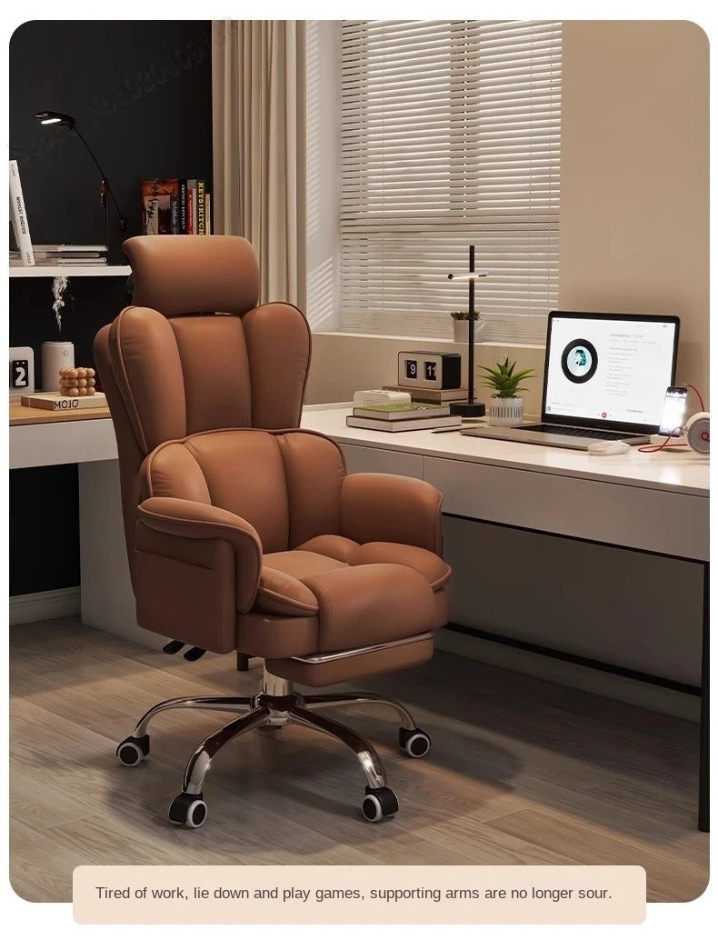 Boss Chair Office Rest Adjustable Recliner Office Chair Comfortable Sedentary Ergonomic Chair Latex Pads Steel Feet PU Leather