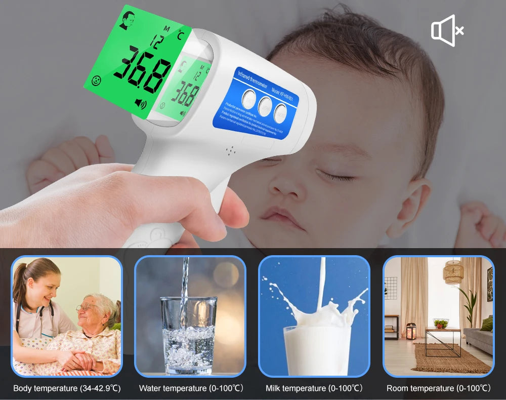 Cofoe 2 in 1 Digital Forehead & Ear Thermometer Non-Contact Medical Thermometer Baby/Adult ±0.1℃ Temperature precise Measure