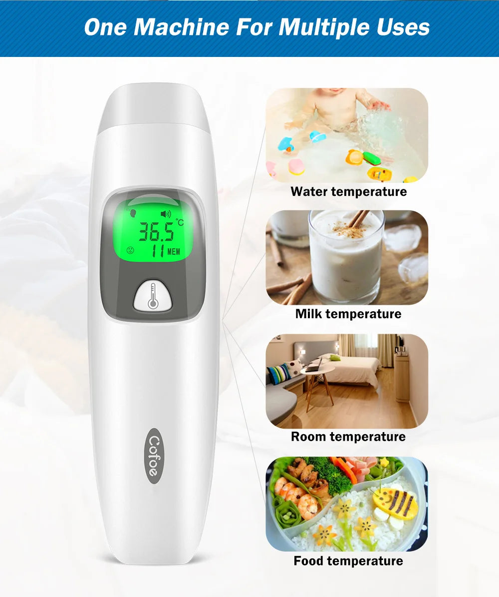 Cofoe 2 in 1 Digital Forehead & Ear Thermometer Non-Contact Medical Thermometer Baby/Adult ±0.1℃ Temperature precise Measure