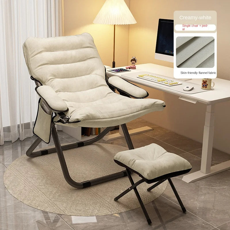 OMGD Folding Recliner Student Dormitory Computer Chair Home Bedroom Lazy Person Small Sofa Balcony Single Leisure Chair
