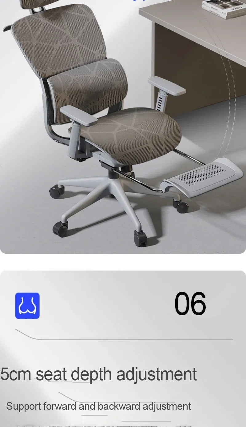 Ergonomic Office Chair Reclining Lumbar Support Headrest Adjustable Armrests Footrest Bureaustoel Home Office Gaming Room