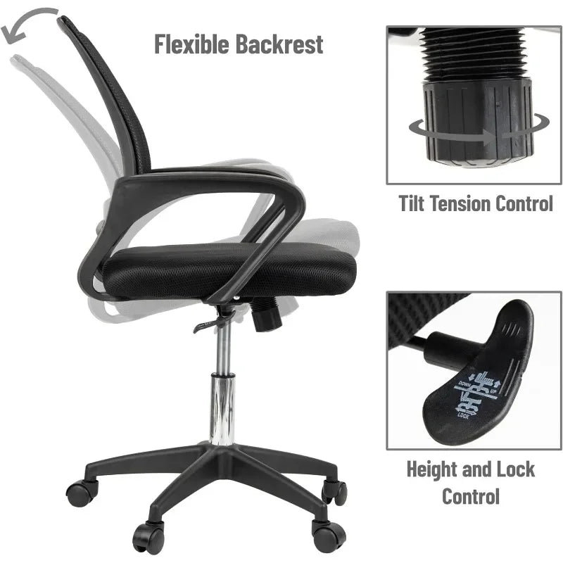 Adjustable Desk Swivel Chairs Computer Chair with Armrests Elastic Chair Flip-up Arms and Lumbar Ergonomic Gamer Recliner Chair