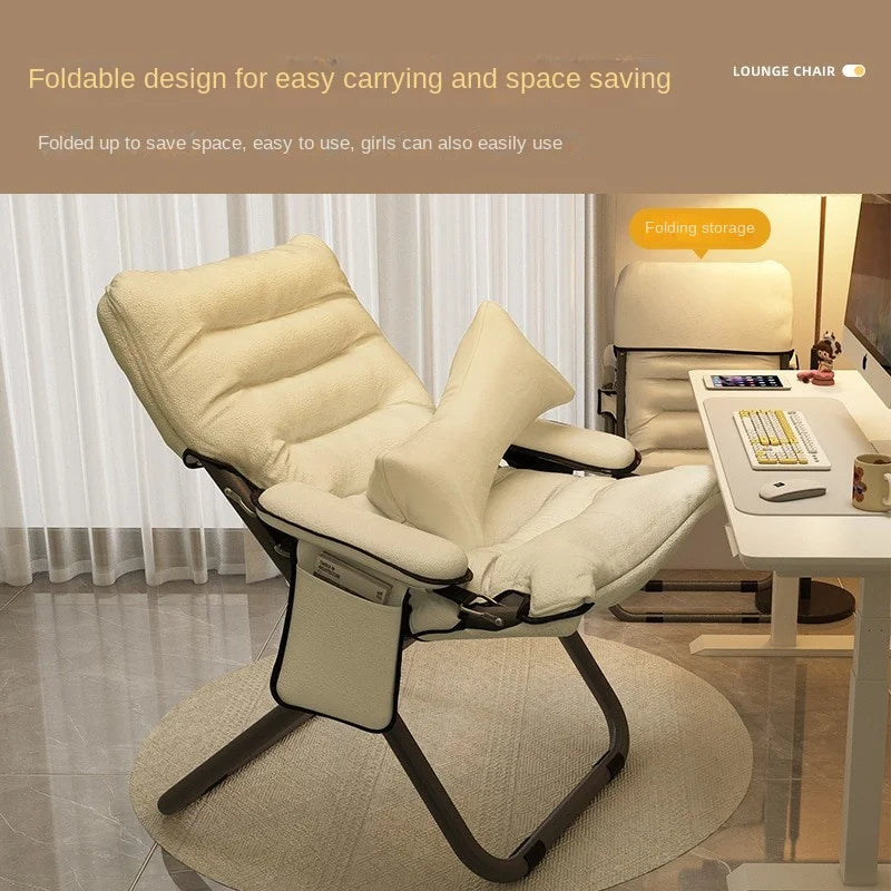 OMGD Folding Recliner Student Dormitory Computer Chair Home Bedroom Lazy Person Small Sofa Balcony Single Leisure Chair