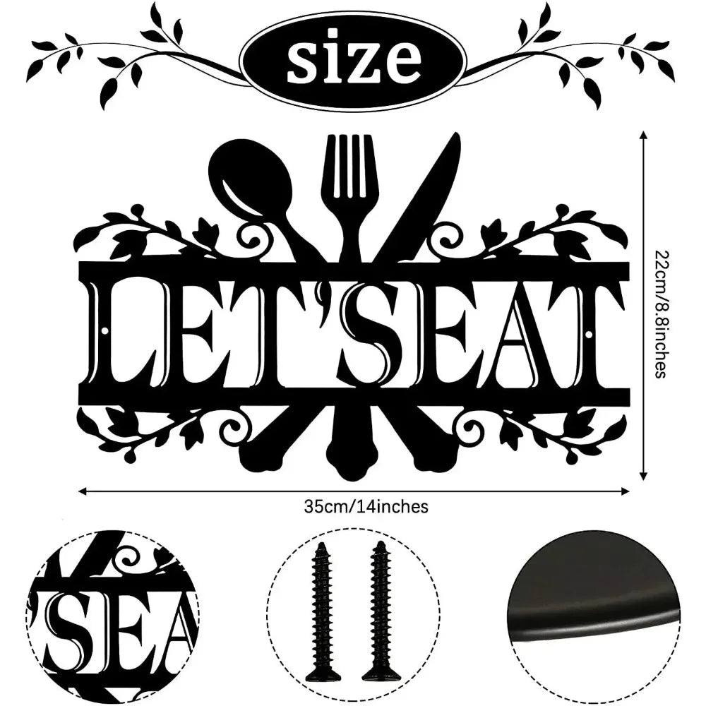 Kitchen Metal Sign, Kitchen Signs Wall Rustic Metal Kitchen Decor,Wall decoration, Wall Sticker,Artwork, Iron Art Silhouette