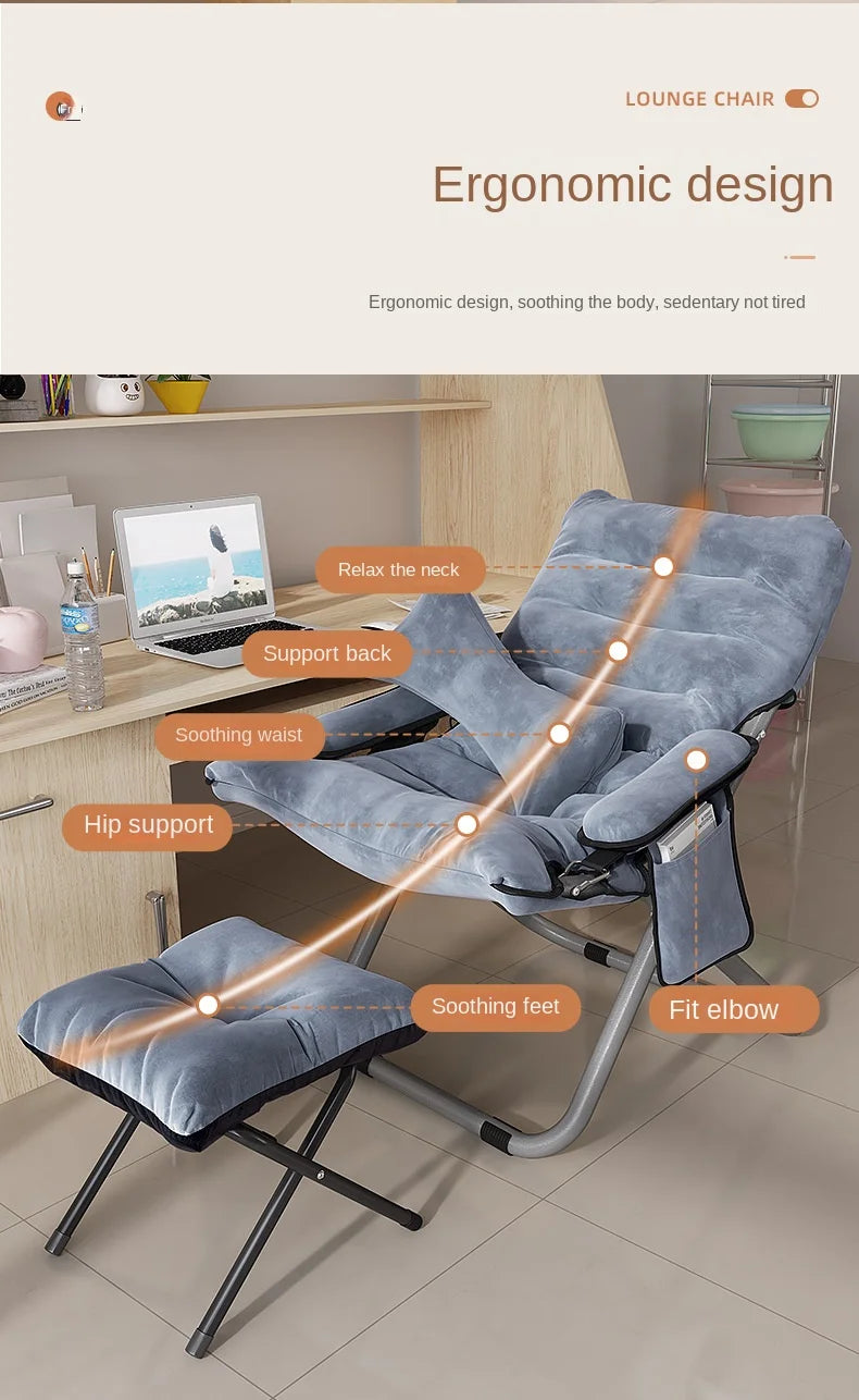 OMGD Folding Recliner Student Dormitory Computer Chair Home Bedroom Lazy Person Small Sofa Balcony Single Leisure Chair