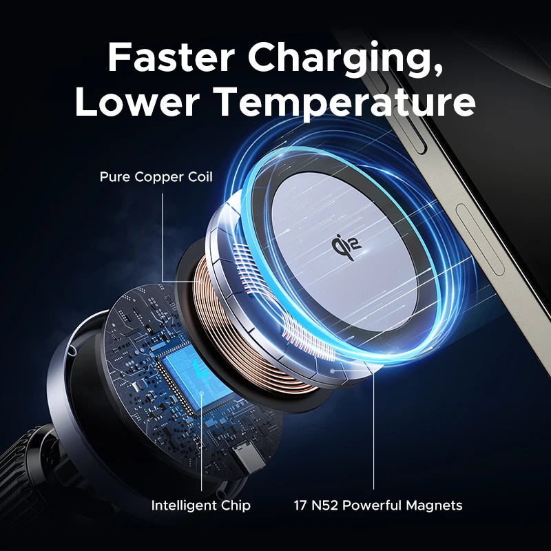 UGREEN Qi2 15W Magnetic Car Phone Holder Wireless Charger For iPhone 16 17 Pro Max Charging for Magsafe Car Charger LED Light