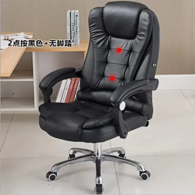 Metal Frame Office Chair with Footrest Ergonomic Lifting Swivel Base Brown Leather Recliner Sofa Seating