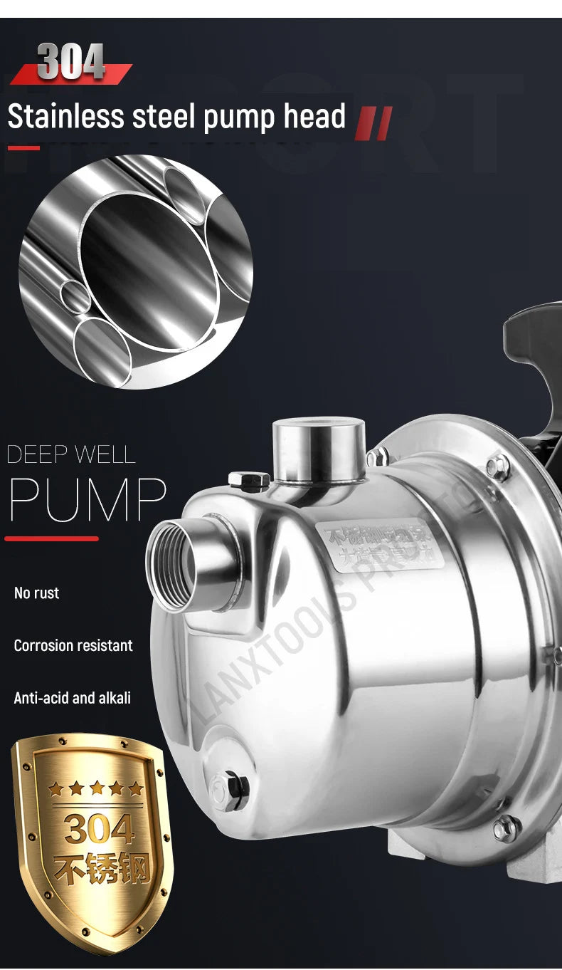 Household Fully Automatic Water Pump 370W-1500W Self-Priming Stainless Steel Silent Tap Booster Pump for Water Supply System
