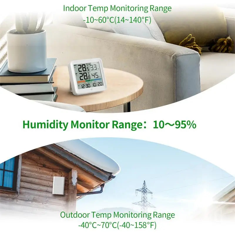 Weather Station Indoor Outdoor Wireless Thermometer Hygrometer With 1 Remote Sensor Temperature And Humidity Gauge Meter Monitor