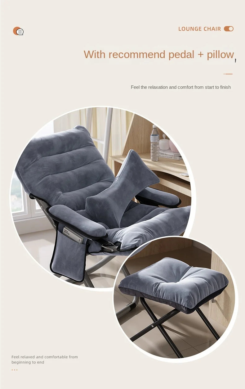 OMGD Folding Recliner Student Dormitory Computer Chair Home Bedroom Lazy Person Small Sofa Balcony Single Leisure Chair
