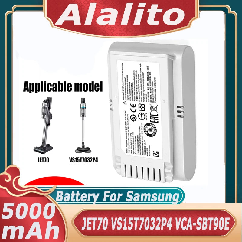 New Battery 21.6V 5000mAh for samsung jet 70 VS15T7032P4 VCA-SBT90E Vacuum Cleaner Batteries