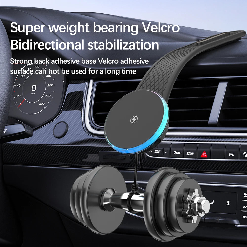 15W Car Mount Charger Compatible iPhone MagSafe 16 Pro Max 15 14 13 12 Magnetic Wireless Car Charger Free Adjustment Angle