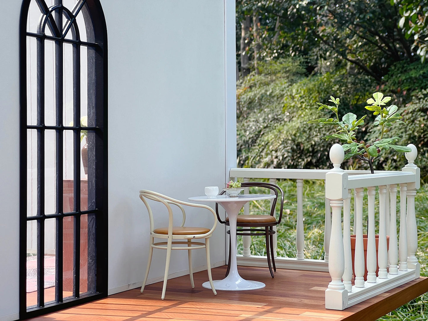 1:6 doll house dollhouse fence/railing(Comprises four fences, a 180-degree connecting rod and two 90-degree connecting rods.)