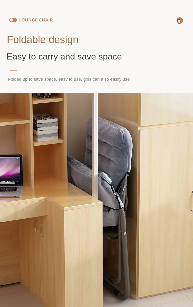 OMGD Folding Recliner Student Dormitory Computer Chair Home Bedroom Lazy Person Small Sofa Balcony Single Leisure Chair