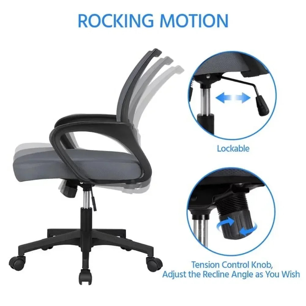 Adjustable Desk Swivel Chairs Computer Chair with Armrests Elastic Chair Flip-up Arms and Lumbar Ergonomic Gamer Recliner Chair