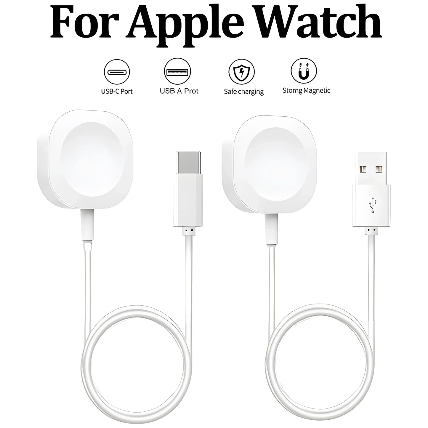2025 Magnetic Wireless USB A Fast Charger for Apple Watch Ultra Series 9 8 7 6 SE Type C Cable Charging for iWatch Series 5 3 2