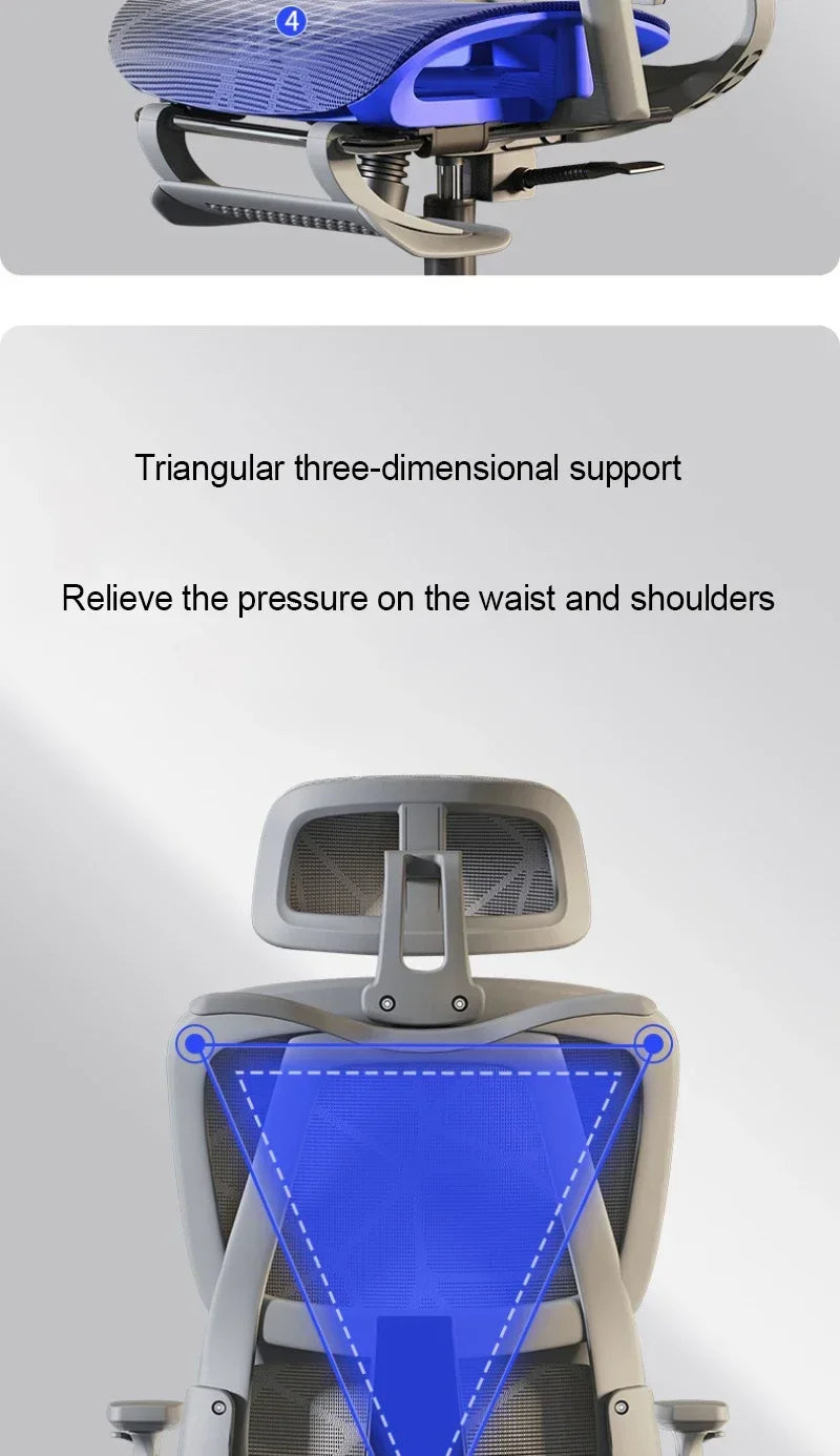 Ergonomic Office Chair Reclining Lumbar Support Headrest Adjustable Armrests Footrest Bureaustoel Home Office Gaming Room