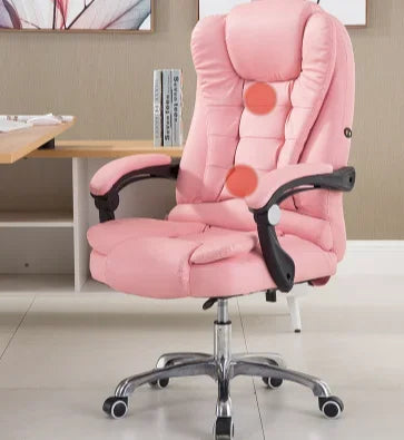 Metal Frame Office Chair with Footrest Ergonomic Lifting Swivel Base Brown Leather Recliner Sofa Seating
