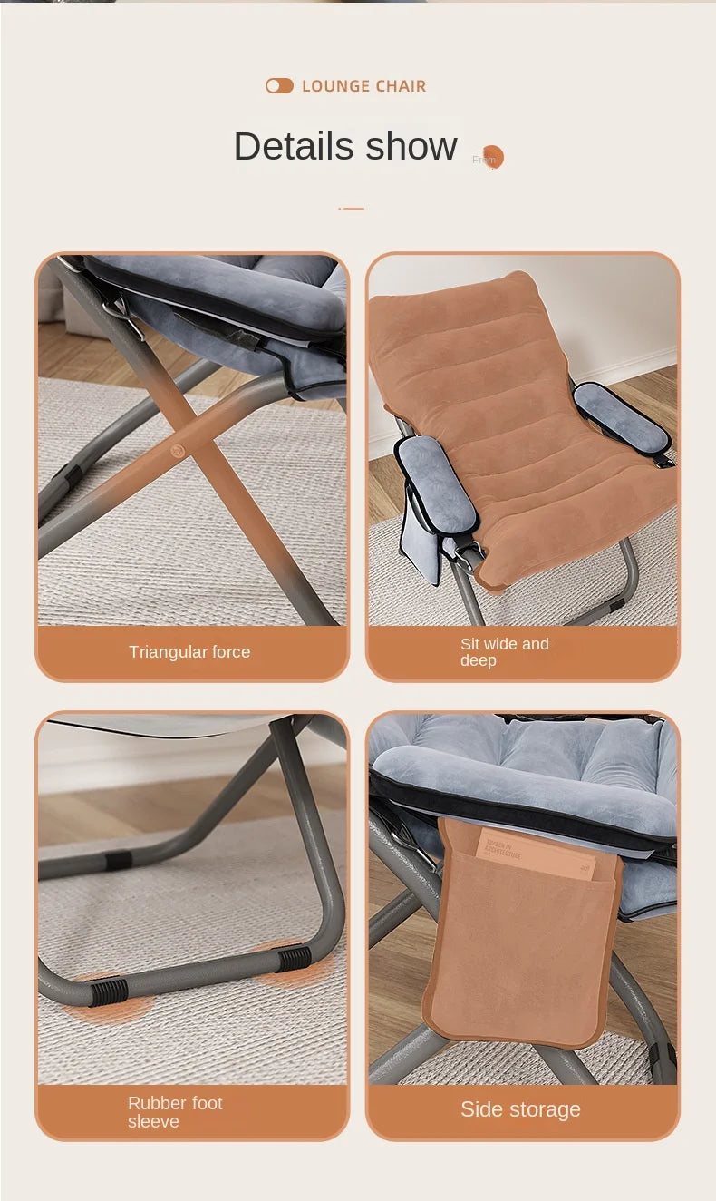 OMGD Folding Recliner Student Dormitory Computer Chair Home Bedroom Lazy Person Small Sofa Balcony Single Leisure Chair