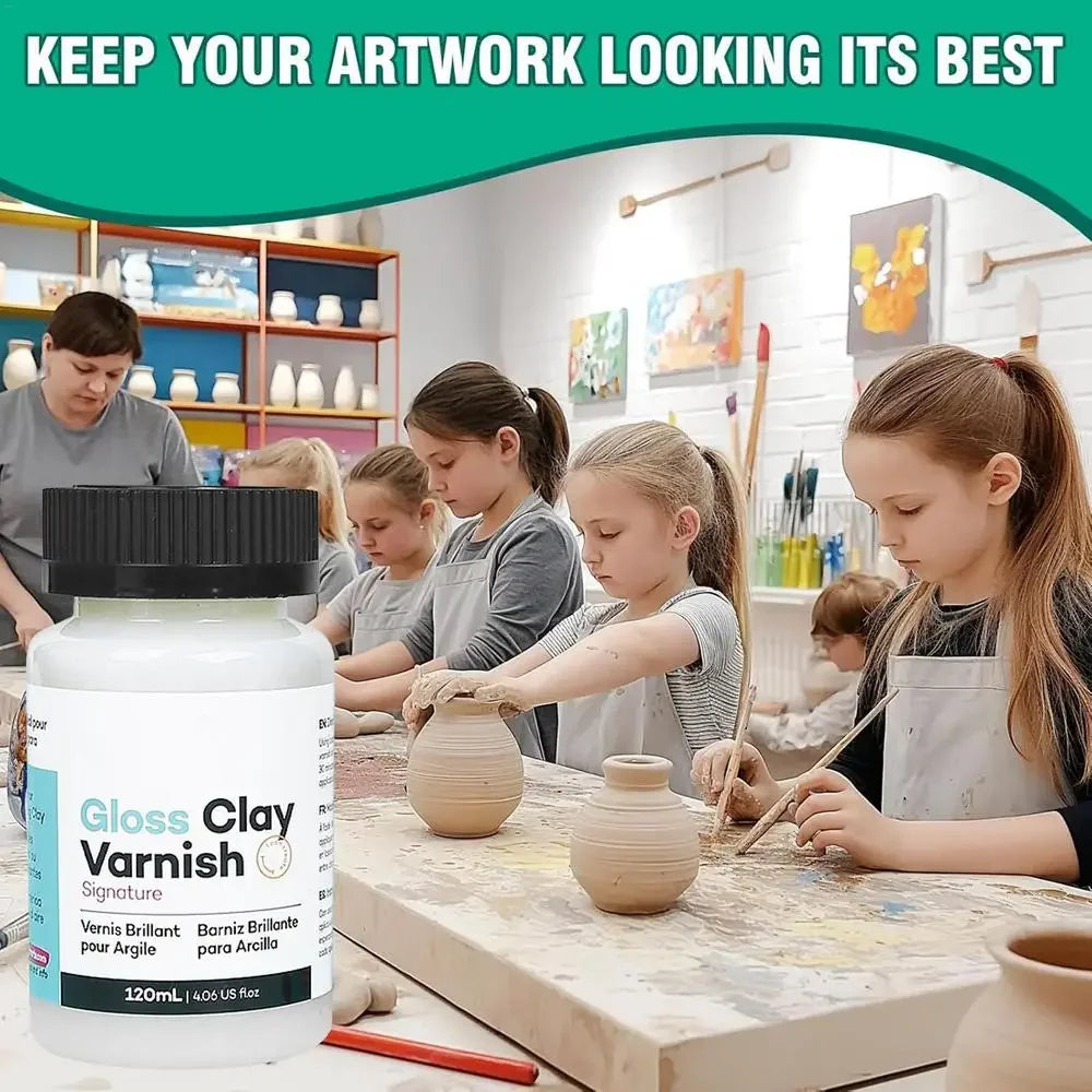20/60/120ml Clay Varnish Acrylic Air Dry High Gloss Finish Air Dry Clay Sealant for Ceramics Oil Painting Wood Maintenance
