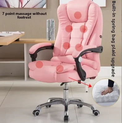 Metal Frame Office Chair with Footrest Ergonomic Lifting Swivel Base Brown Leather Recliner Sofa Seating