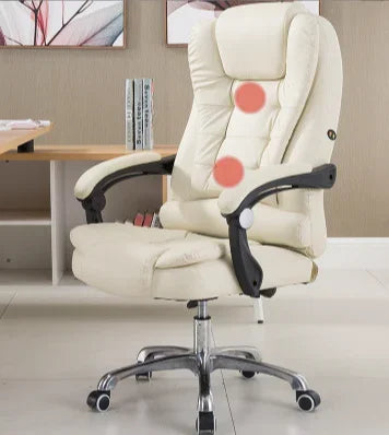 Metal Frame Office Chair with Footrest Ergonomic Lifting Swivel Base Brown Leather Recliner Sofa Seating