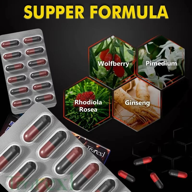Epimedium Capsule Male Enhancing Supplement 100% Pure Non-GMo Supports Reproductive Health Natural Energizer Long Lasting