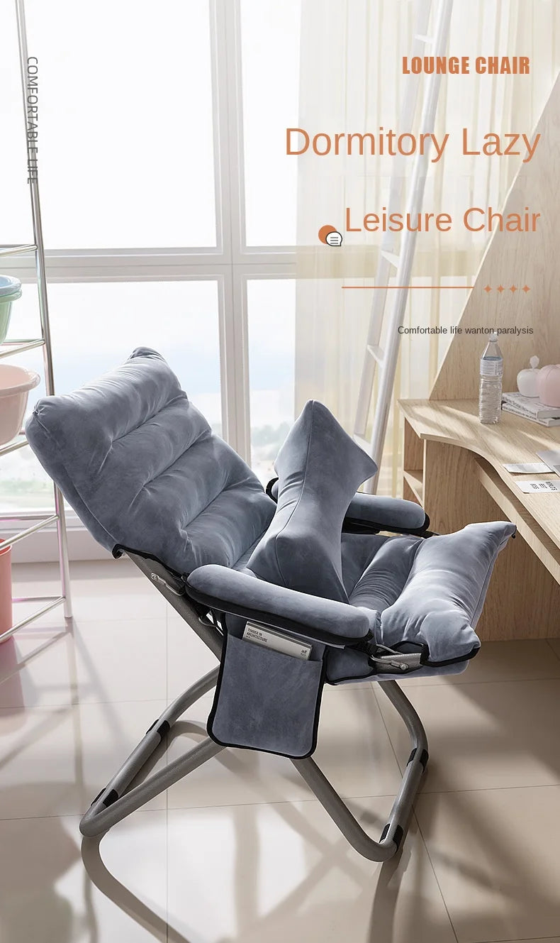 OMGD Folding Recliner Student Dormitory Computer Chair Home Bedroom Lazy Person Small Sofa Balcony Single Leisure Chair