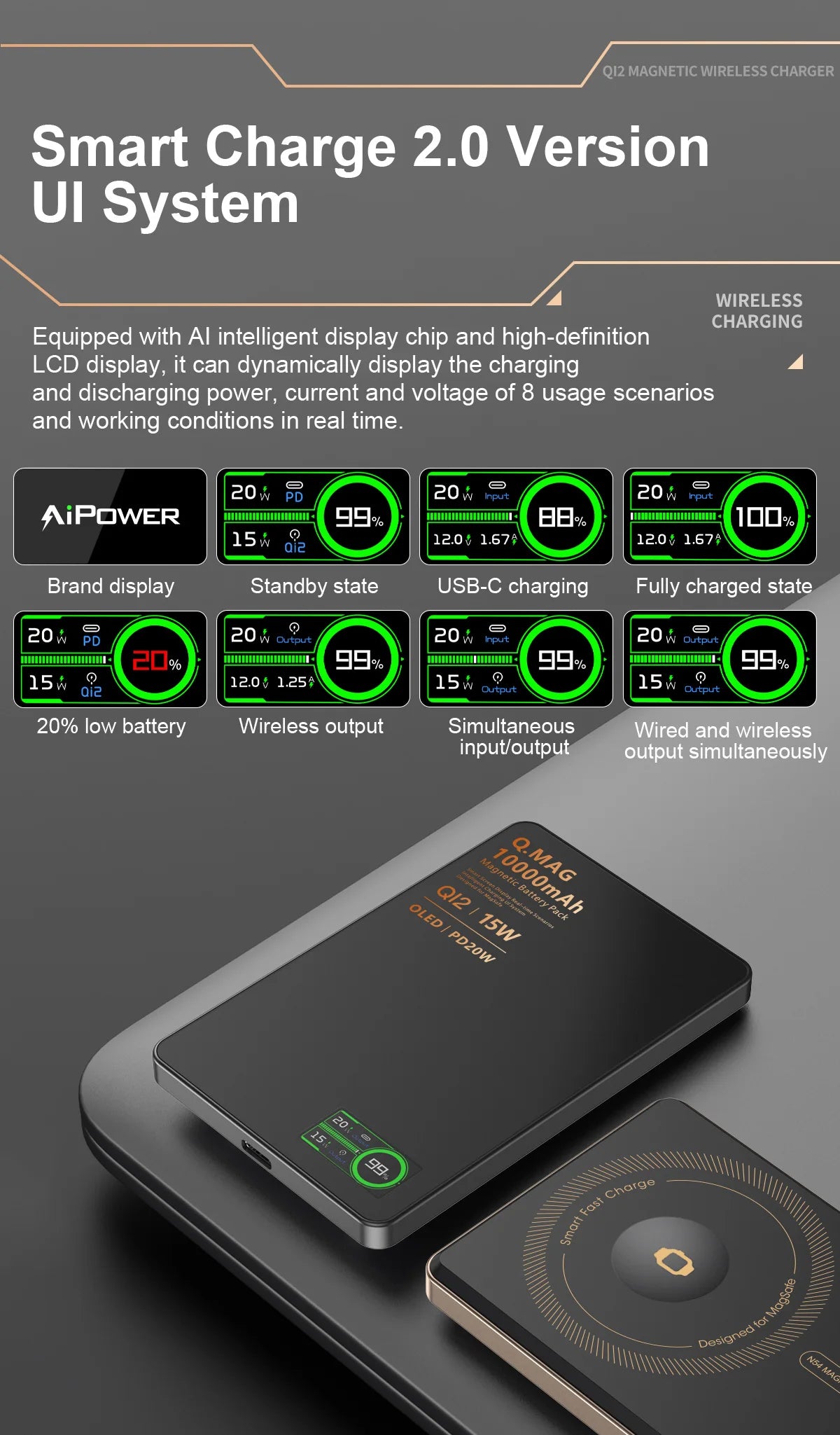 10000mAh Magnetic 3 in 1 Wireless Power Bank 20W USB C Fast Charging External Battery for iPhone 17 16 15 14 Airpods Apple Watch