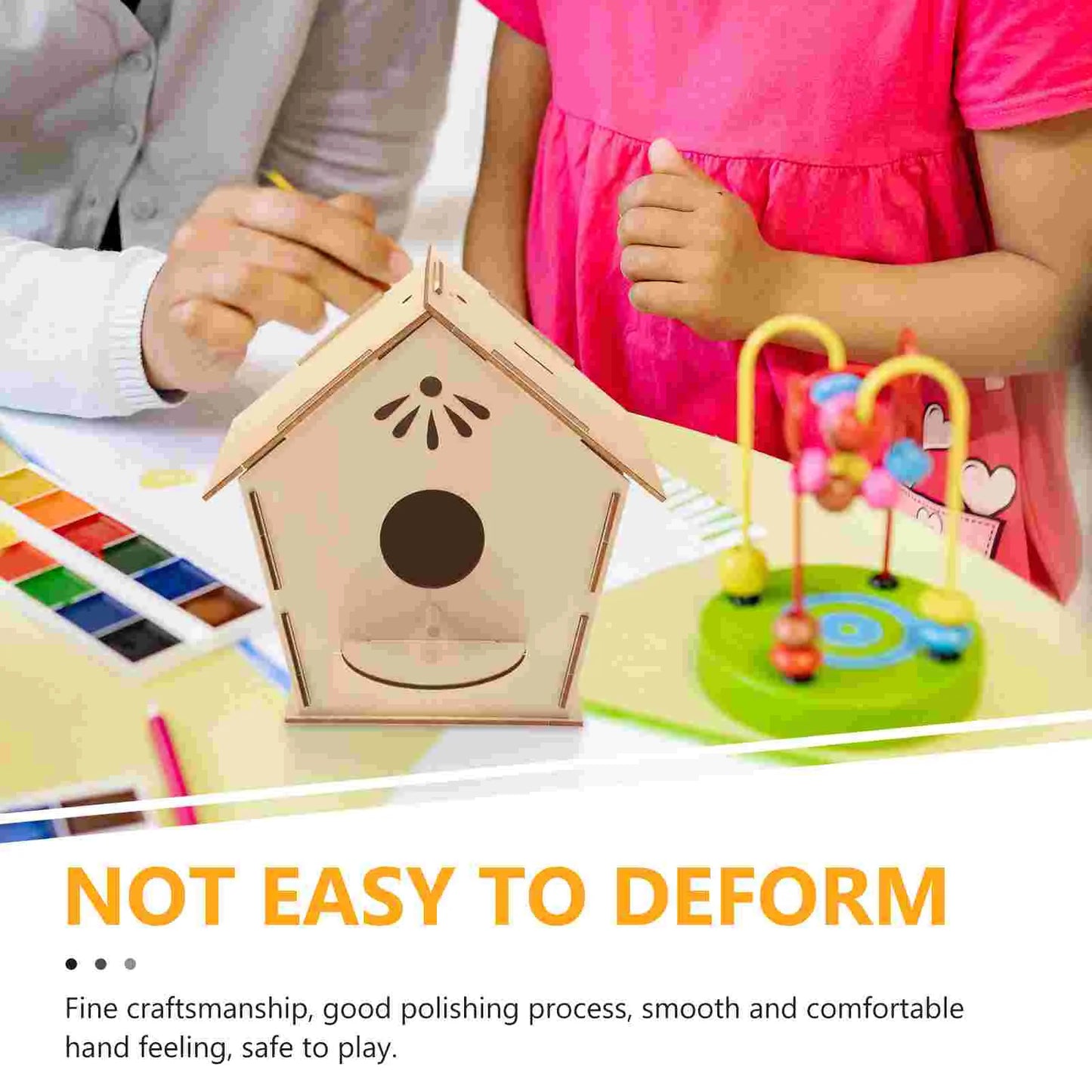 Diy Unfinished Wooden Bird House Kit For Handmade Painting Craft Toy Unpainted Wood Bird Nest Model Graffiti Play