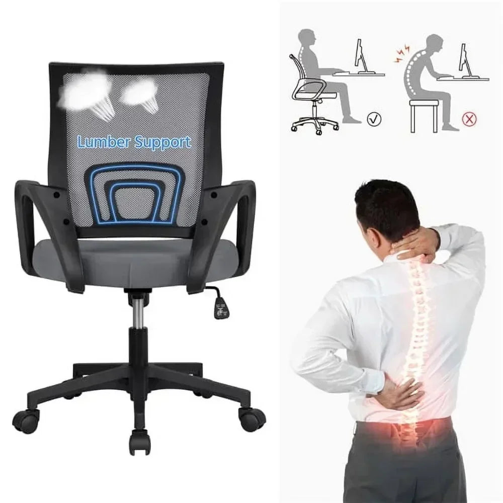Adjustable Desk Swivel Chairs Computer Chair with Armrests Elastic Chair Flip-up Arms and Lumbar Ergonomic Gamer Recliner Chair