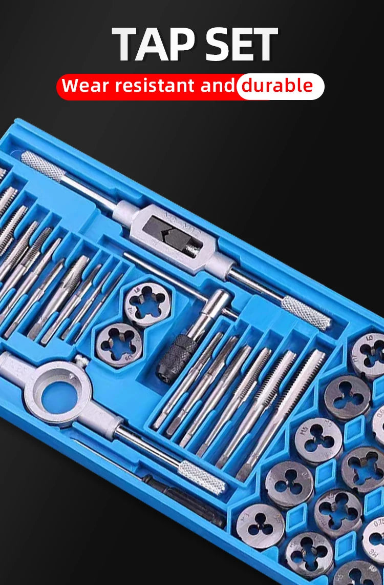 Multi-specification 8/12/20Pcs multifunction Metric Hand Tap and Die Set M3-M12 Screw Thread Plugs Straight Taper Reamer Tools