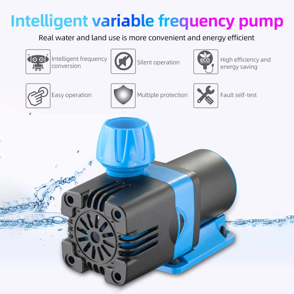 8000L/H Submersible Water Pump - Variable Frequency Water Pump Sine Wave Technology Ultra Quiet DC Pump Suit for Pond Fountain