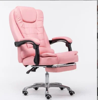 Metal Frame Office Chair with Footrest Ergonomic Lifting Swivel Base Brown Leather Recliner Sofa Seating