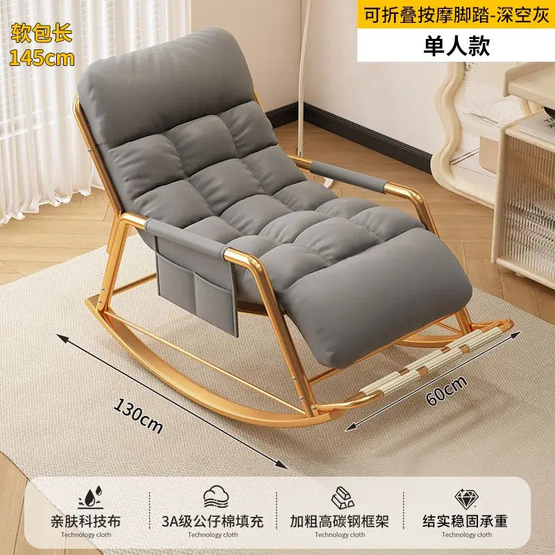 Recliner Rocking Chair Sitting and Sleeping Dual-purpose Lunch Break Chair Balcony Home Leisure Lazy Sofa Chair Ergonomic