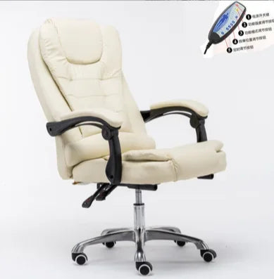 Metal Frame Office Chair with Footrest Ergonomic Lifting Swivel Base Brown Leather Recliner Sofa Seating