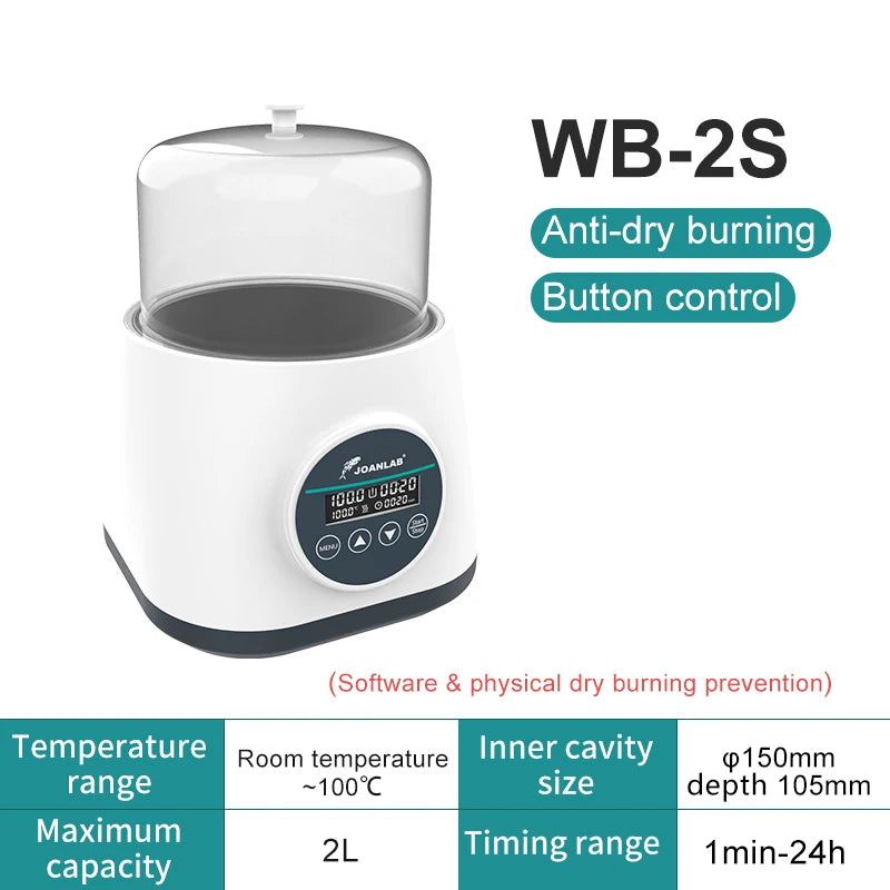 JOANLAB Water Bath Laboratory Constant Temperature Digital Display Room temperature -100℃ Anti-dry Burning Function 2L 110/220V