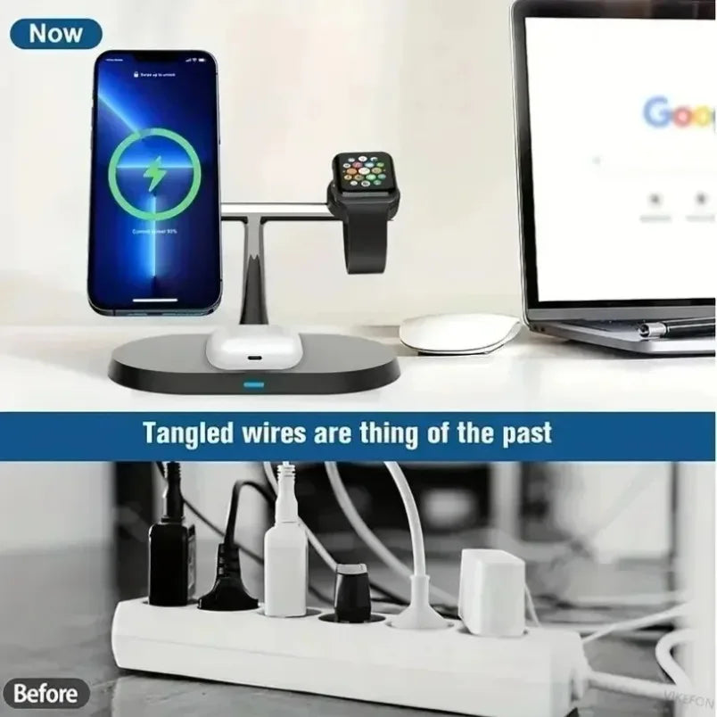 Phone Wireless Charger Desktop 3 IN 1 Magnetic For Magsafe iPhone 16 15 14 13 12 Samsung Apple/Galaxy Watch Fast Charging Dock