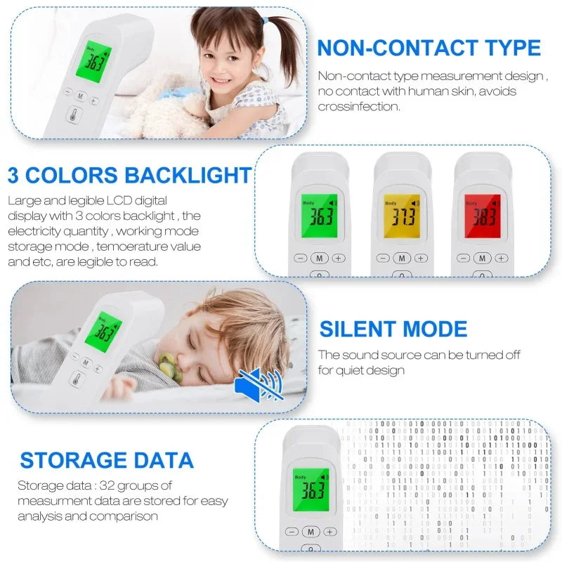 Non-Contact Body Temperature Tool Medical IR Fever Thermometer Digital Ear Thermometer or Mini Finger Pulse Oximeter Blood Oxyge