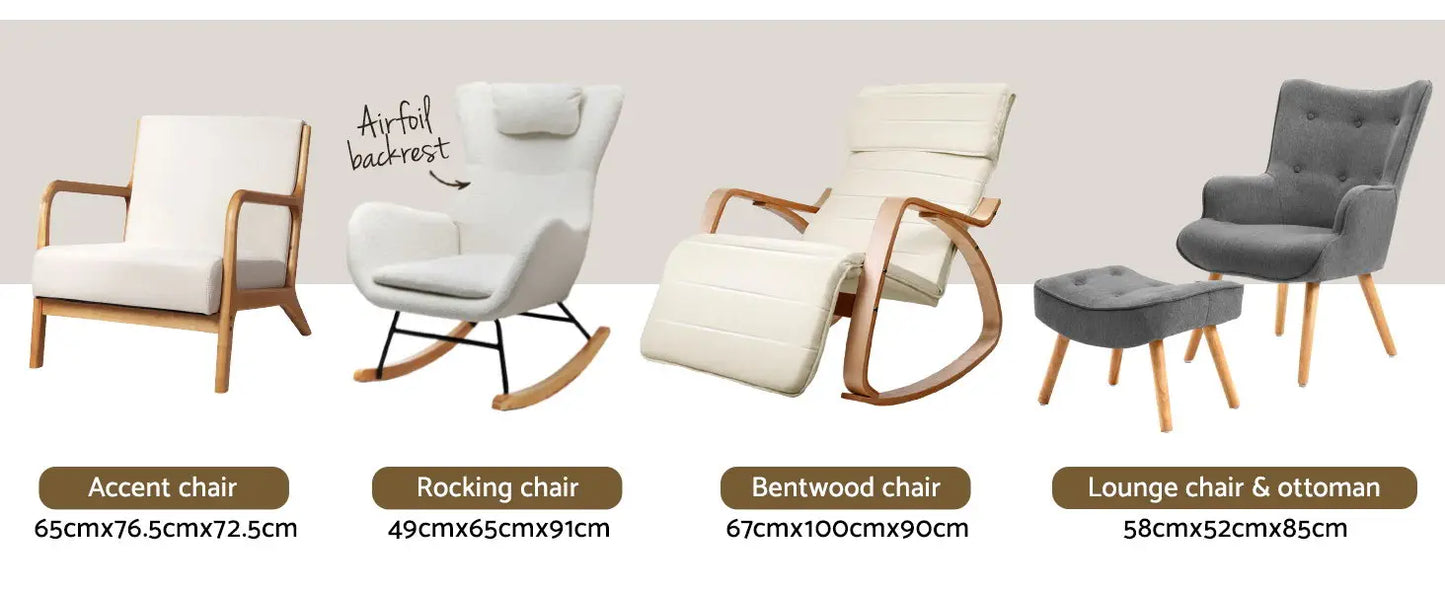 Armchair Sherpa Fabric Recliner Lounge Dining Chairs Sofa Nursing Occasional Seat Reading Seating Armchairs Home Living Room Bed