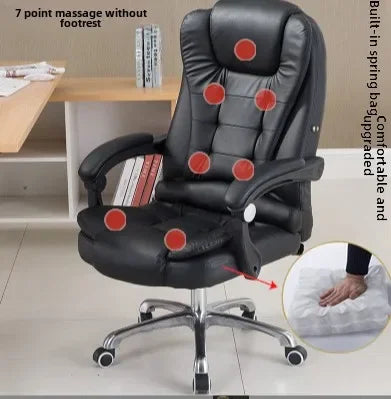 Metal Frame Office Chair with Footrest Ergonomic Lifting Swivel Base Brown Leather Recliner Sofa Seating