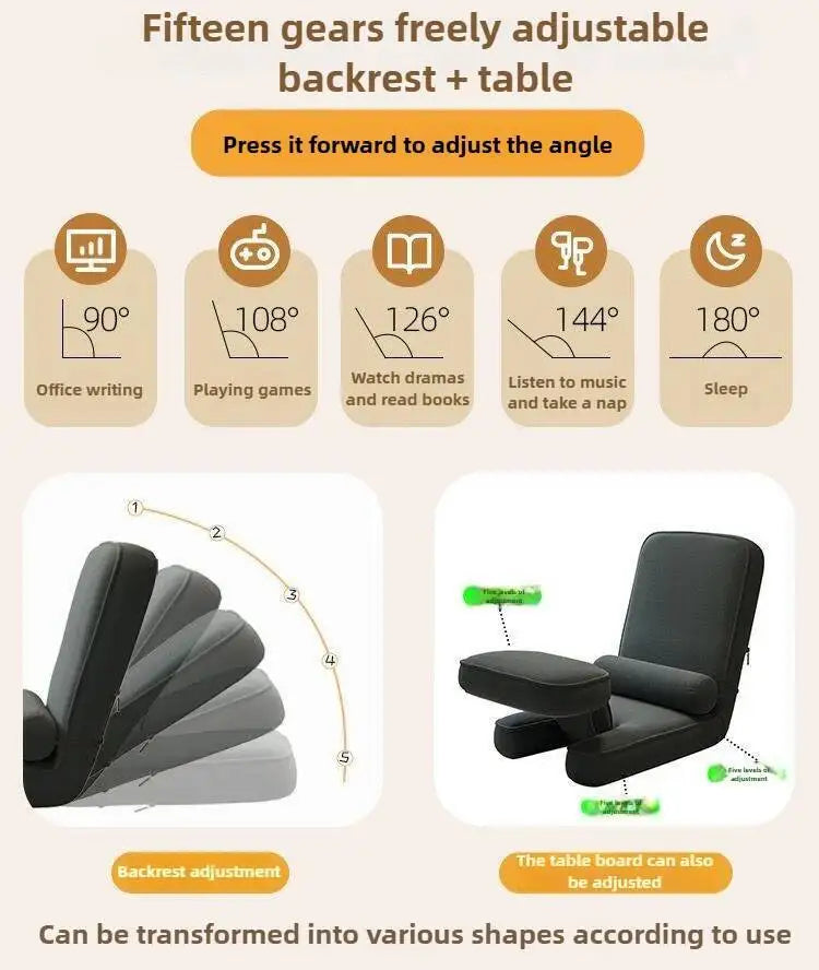Simple and Modern Legless Folding Lazy Sofa Chair That Can Be Reclined and Adjusted Computer Chair