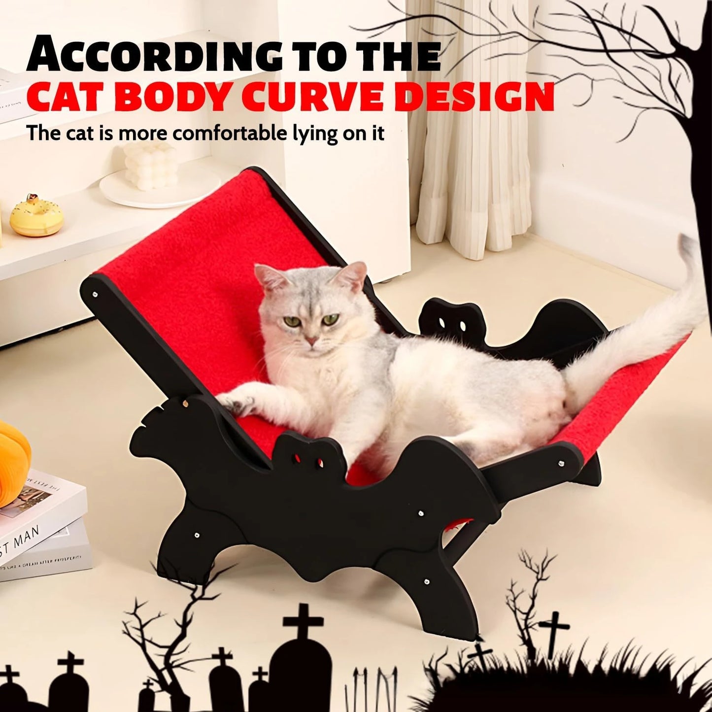 Cat recliner wholesale bat European and American Halloween black red four-season universal couch plus beach chair sofa cat nest