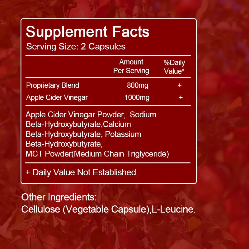 Apple Cider Vinegar Capsules Support Appetite Suppression Promote Fat Metabolism and Digestive Health Antioxidant Detoxification